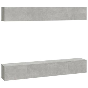Szafki ścienne pod TV, 4 szt., betonowa szarość, 100x30x30 cm