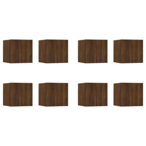 Wiszące szafki TV, 8 szt., brązowy dąb, 30,5x30x30 cm