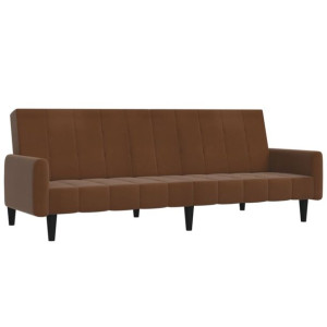 2- osobowa sofa rozkładana, brązowa, obita mikrofibrą