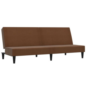 2- osobowa sofa rozkładana, brązowa, obita mikrofibrą