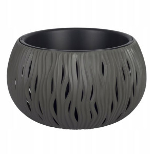 Doniczka Bowl Sandy kamienny szary 180 fale wkład