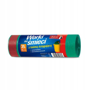 Worki na śmieci z taśmą ściągająca OSKAR 35l 15szt