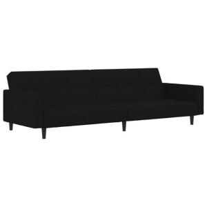 2-osobowa sofa rozkładana, czarna, obita mikrofibrą