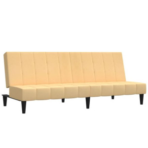 2-osobowa sofa rozkładana, kremowa, obita mikrofibrą