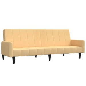 2-osobowa sofa rozkładana, kremowa, obita mikrofibrą