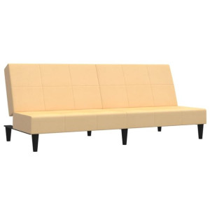 2-osobowa sofa rozkładana, kremowa, obita mikrofibrą