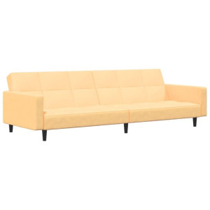 2-osobowa sofa rozkładana, kremowa, obita mikrofibrą