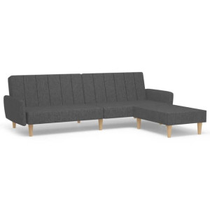 2-osobowa sofa z podnóżkiem, ciemnoszara, tapicerowana tkaniną