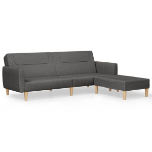 2-osobowa sofa z podnóżkiem, ciemnoszara, tapicerowana tkaniną
