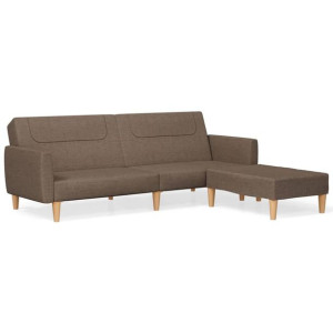 2-osobowa sofa z podnóżkiem, kolor taupe, tapicerowana tkaniną