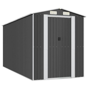 Szopa ogrodowa, antracytowa, 192x440x223 cm, stal galwanizowana