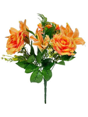 Bukiet mieszany Róża Lilia L9-25 (35 cm) Pomarańczowy