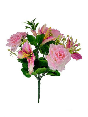 Bukiet mieszany Róża Lilia L9-25 (35 cm) Różowy
