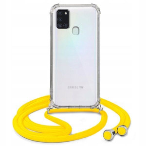 Etui Crossbody Do SAMSUNG A21s Żółty Sznurek Case