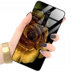 ETUI GLASS do XIAOMI REDMI K20 PRO Gold Rose Wzory