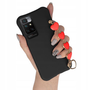 Etui Mat Czarny do XIAOMI REDMI 11 4G Brelok Serce