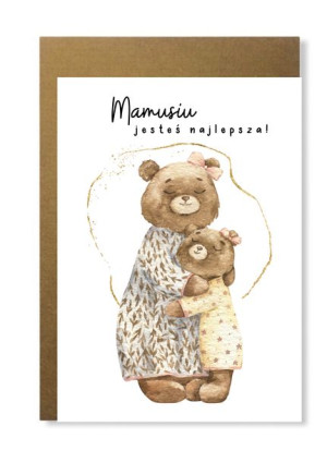 Kartka dla mamy na dzień matki prezent z misiem