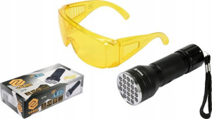 Latarka Uv 21 Led + Okulary Zestaw 3xaaa Vorel