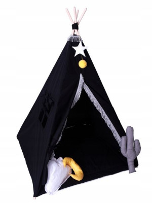 Zestaw Namiot Tipi Czarne+frędzle teepee domek
