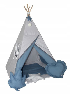Zestaw Namiot Tipi Popiel + Denim +Poduszki