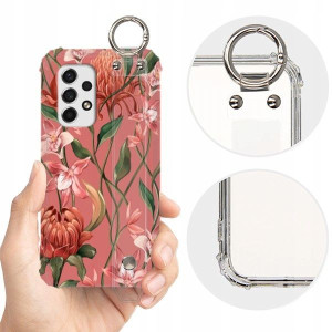 ETUI SHOCK+PASEK do SAMSUNG A53 5G Kwiaty Wzory