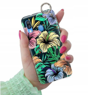 ETUI z PASKIEM do SAMSUNG A40 Kwiaty Damskie Wzory