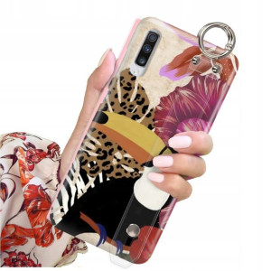 ETUI z PASKIEM do SAMSUNG A70S Kwiaty Flower Wzory