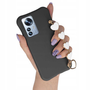 Etui Matowe do XIAOMI 12 PRO Biały Łańcuszek Serca