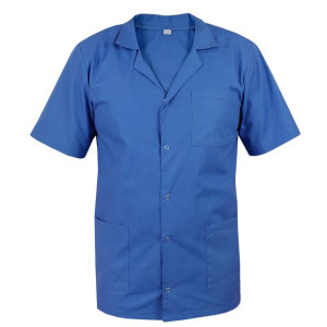 Bluza medyczna męska z kołnierzem niebieska krótki rękaw roz.L