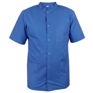 Bluza medyczna męska ze stójką niebieska krótki rękaw roz.3XL