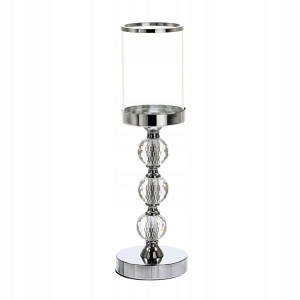 Świecznik Glamour Lampion Srebrny 3 Kulki