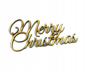 Ozdoba na choinke napis Merry Christmas ze sklejki