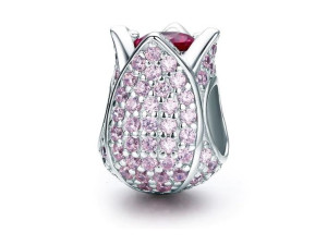 Srebrna Przywieszka Charms Beads Róża Miłości Love
