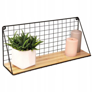 Czarna półka metalowa LOFT podwieszana do pokoju