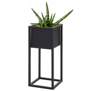 Kwietnik metalowy czarny donica stojak osłona 50cm
