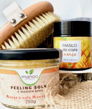 Szczotka do masażu peeling masło zestaw