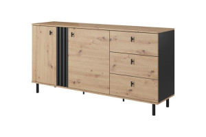 KOMODA MALVES 165 cm  Wysokie Nogi  DĄB ARTISAN  ANTRACYT