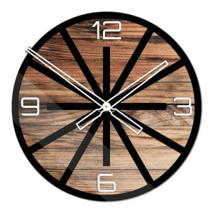 Okrągły szklany zegar ścienny Modern Wood X5 40 cm