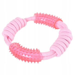 Zabawka dla psa sznurowy RING z GRYZAKIEM TPR 18cm