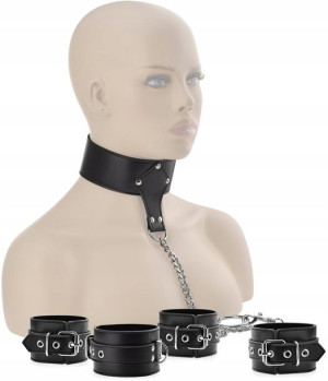 Uprząż Do Krępowania Bdsm Zestaw Obroża + Kajdanki