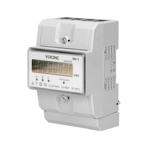 3-fazowy wskaźnik zużycia energii elektrycznej, 80A, 3 moduły, DIN TH-35mm