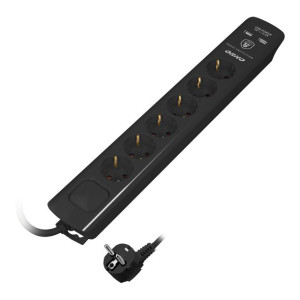 Listwa przeciwprzepięciowa, 6 gniazd 2P+Z (Schuko), kabel 3x1,0mm?, długość