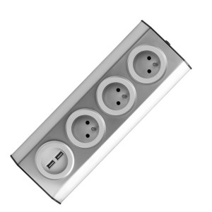 Gniazdo meblowe, kuchenne montowane na rzepy, z ładowarką USB - 3x2P+Z, 2xU
