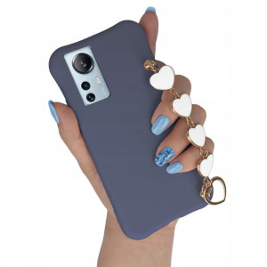 Etui Mat Granat Do XIAOM 12 LITE Łańcuszek Serca