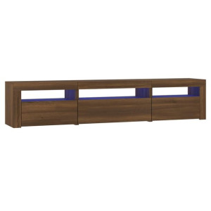 Szafka pod TV z oświetleniem LED, brązowy dąb, 195x35x40 cm