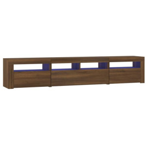 Szafka pod TV z oświetleniem LED, brązowy dąb, 210x35x40 cm