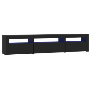 Szafka pod TV z oświetleniem LED, czarna, 195x35x40 cm