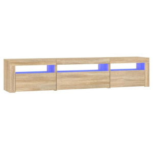 Szafka pod TV z oświetleniem LED, dąb sonoma, 195x35x40 cm