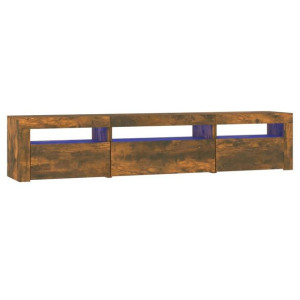 Szafka pod TV z oświetleniem LED, przydymiony dąb, 195x35x40 cm