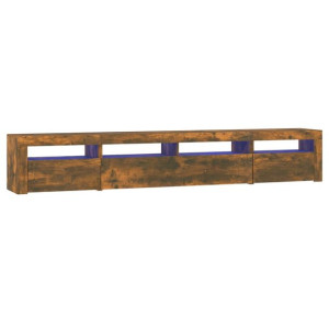 Szafka pod TV z oświetleniem LED, przydymiony dąb, 240x35x40 cm
